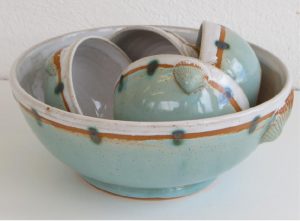 5 bowl set. Stoneware.Sold,was £65